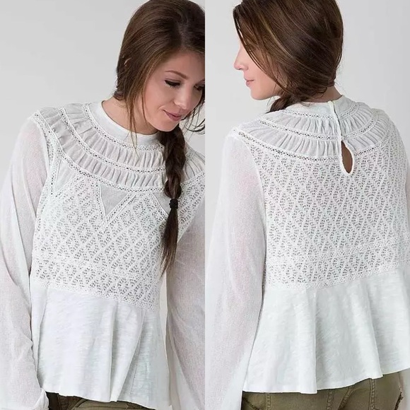 Free People | NWT Long Sleeve Pieced Top in Ivory Small - Picture 8 of 8